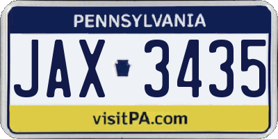 PA license plate JAX3435