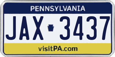 PA license plate JAX3437