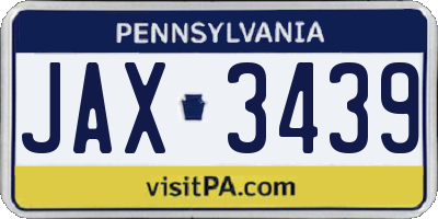 PA license plate JAX3439