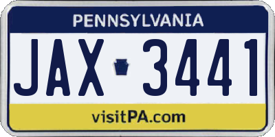 PA license plate JAX3441