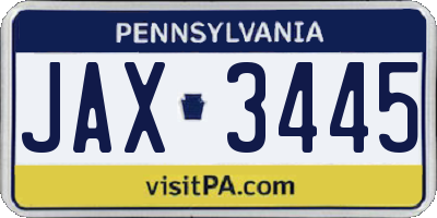 PA license plate JAX3445