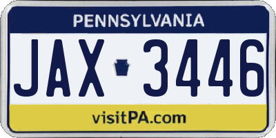 PA license plate JAX3446