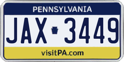 PA license plate JAX3449