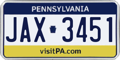 PA license plate JAX3451