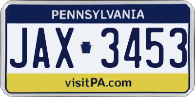 PA license plate JAX3453