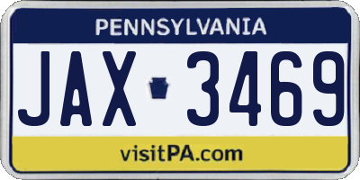 PA license plate JAX3469