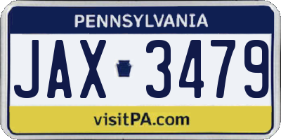 PA license plate JAX3479