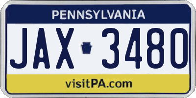 PA license plate JAX3480