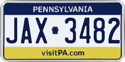 PA license plate JAX3482