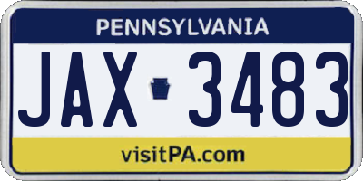 PA license plate JAX3483