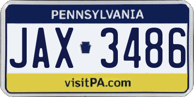 PA license plate JAX3486