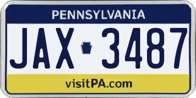 PA license plate JAX3487