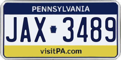 PA license plate JAX3489