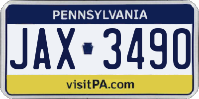 PA license plate JAX3490