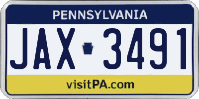 PA license plate JAX3491