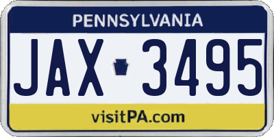 PA license plate JAX3495