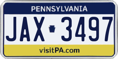 PA license plate JAX3497