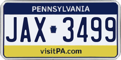 PA license plate JAX3499