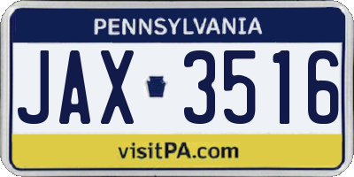 PA license plate JAX3516