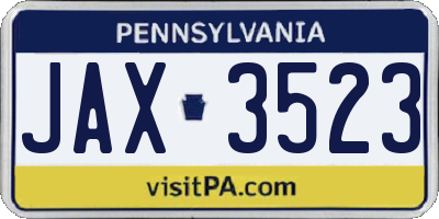 PA license plate JAX3523