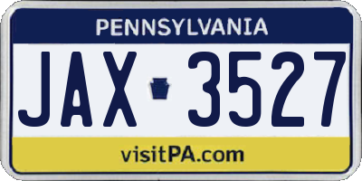 PA license plate JAX3527