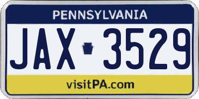 PA license plate JAX3529