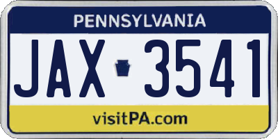 PA license plate JAX3541