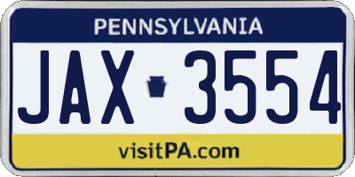 PA license plate JAX3554