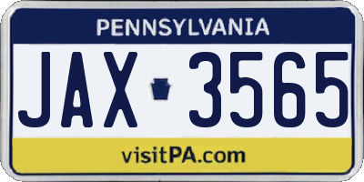 PA license plate JAX3565