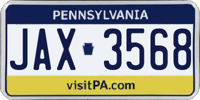 PA license plate JAX3568