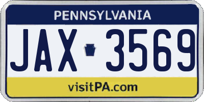 PA license plate JAX3569