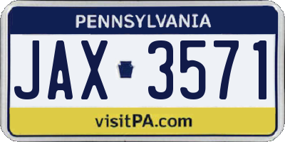 PA license plate JAX3571