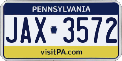 PA license plate JAX3572