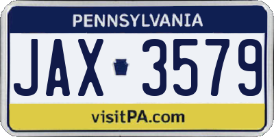 PA license plate JAX3579