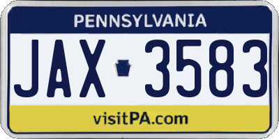 PA license plate JAX3583