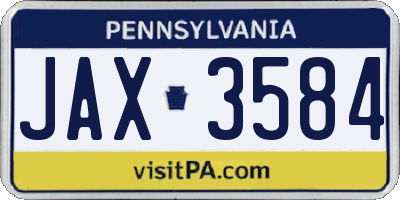 PA license plate JAX3584