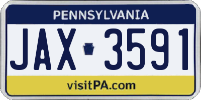 PA license plate JAX3591