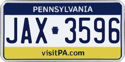 PA license plate JAX3596