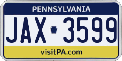 PA license plate JAX3599