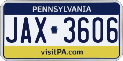 PA license plate JAX3606