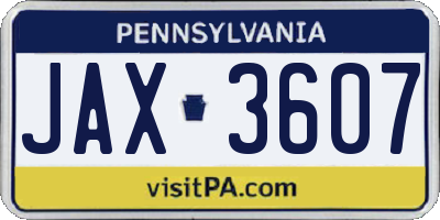 PA license plate JAX3607