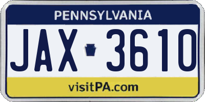 PA license plate JAX3610