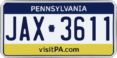PA license plate JAX3611