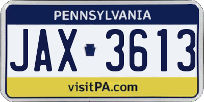 PA license plate JAX3613