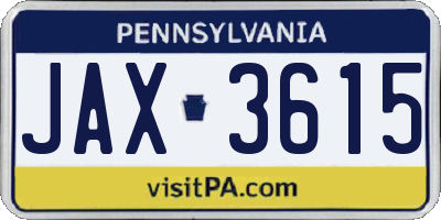 PA license plate JAX3615