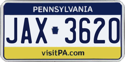 PA license plate JAX3620