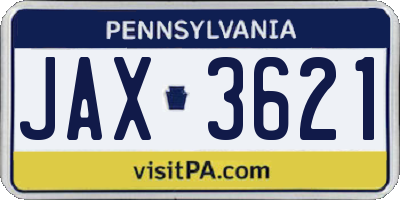 PA license plate JAX3621