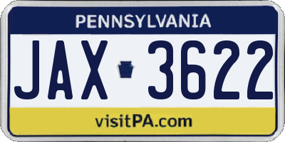 PA license plate JAX3622