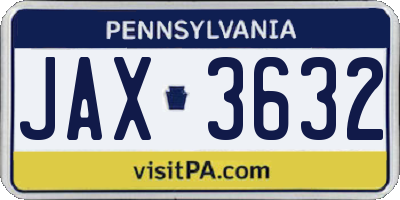 PA license plate JAX3632