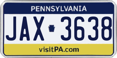 PA license plate JAX3638